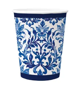 Paw Decor Collection Indigo Weave Paper Cups 250ml, 8 Pieces