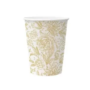 Paw Decor Collection Rose Peonies Paper Cups 250ml, 8 Pieces
