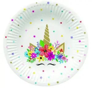 Paw Decor Collection Unicorn Party Paper Plates 18cm, 8 Pieces