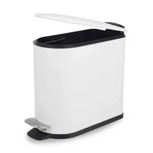 Beldray Slimline D-Shaped Pedal Bin, 5-Litre, White