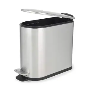 Beldray Slimline D-veida pedāļa atkritumu tvertne, 5 litri, sudraba krāsā