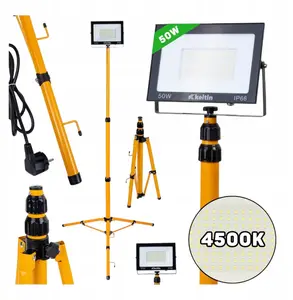 Keltin 50W LED Floodlight with Telescopic Construction Tripod and Cable, 4500K Neutral White