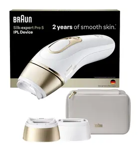 Braun Silk-expert Pro PL5210 IPL intensīvās impulsu gaismas matu noņemšanas sistēma ar ķermeņa uzgali un 3 jaudas līmeņiem zelta un baltā krāsā