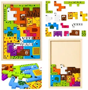 LEANToys Wooden Animal Puzzle Logic Game 20 Pieces