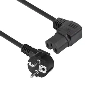 ACT Power Cord CEE 7/7 Angled to IEC C15 Angled Right 1m Black