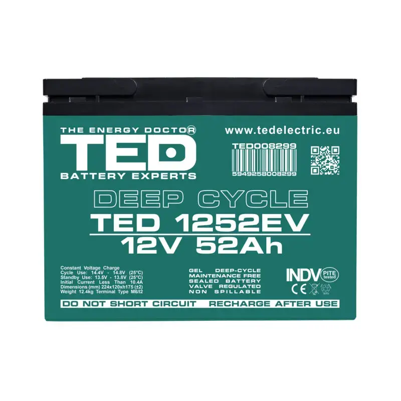 Гелевый аккумулятор TED CSB-1252 12В 52Ач Photo 3
