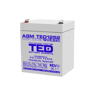 TED 12V 5.2Ah AGM High Rate Battery for UPS with F2/T2 Terminals