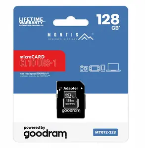 MONTIS MT072-128 microSD Memory Card 128GB Class 10 with Adapter