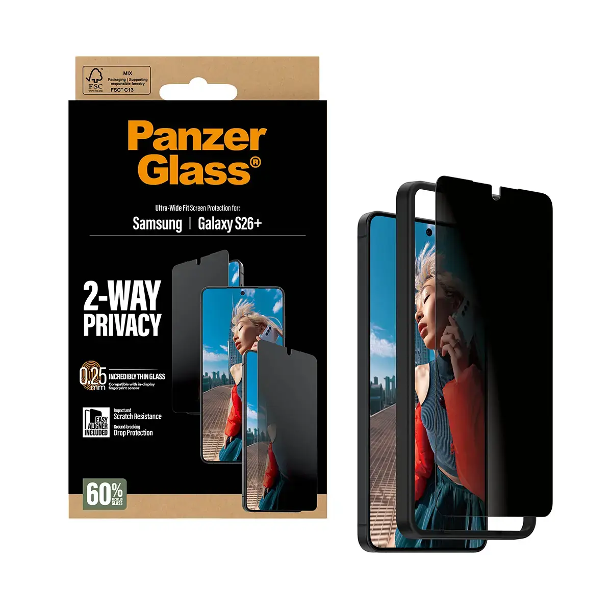 PanzerGlass 2-Way Privacy ekrāna aizsargstikls Samsung Galaxy S26+ Photo 6