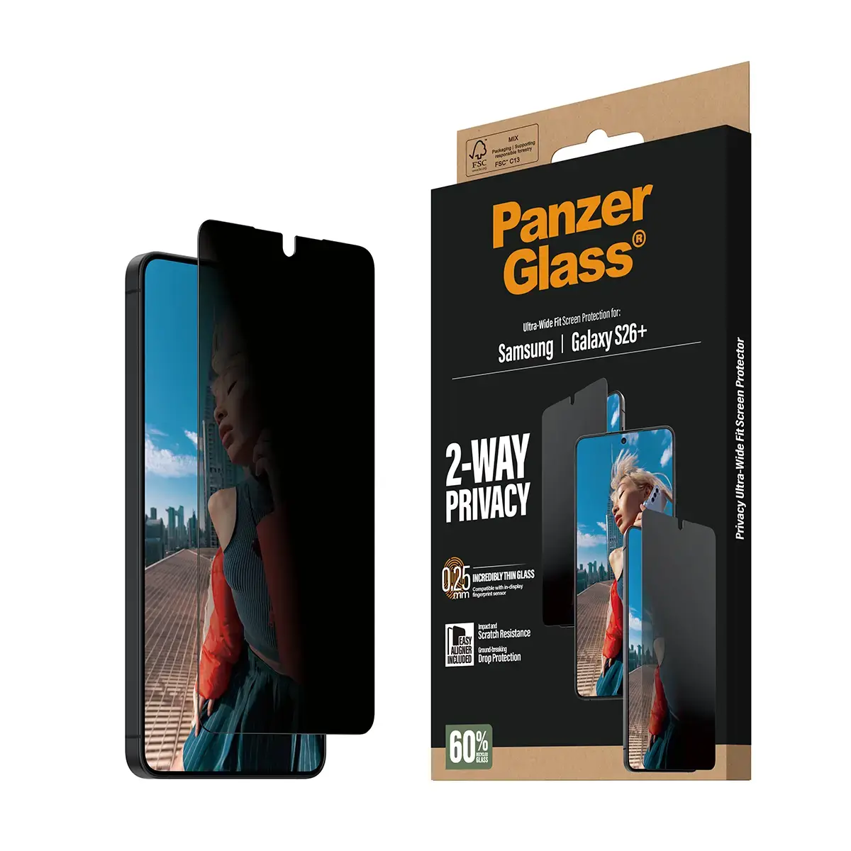 PanzerGlass 2-Way Privacy ekrāna aizsargstikls Samsung Galaxy S26+ Photo 7