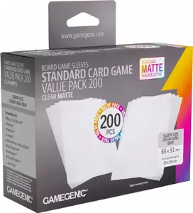 Gamegenic Board Game Sleeves Standard 66x91 mm Clear Matte Value Pack 200 count