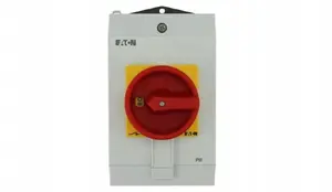 Аварийный выключатель EATON P1-40/I2/SVB/N 40A 3P+N в корпусе IP65 с красно-желтой блокируемой рукояткой