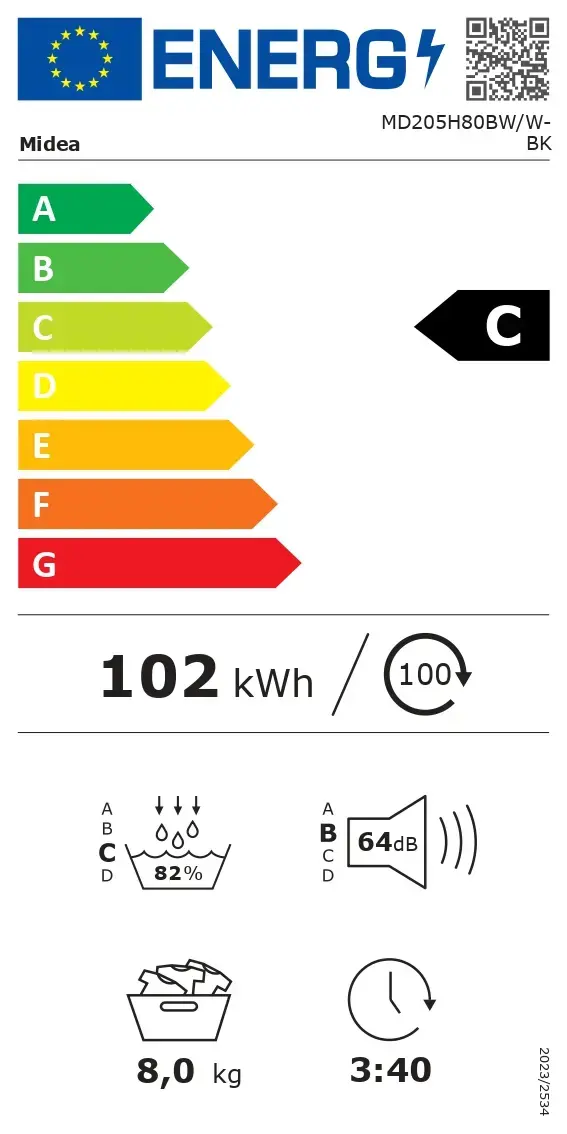 Сушильная машина Midea MD205H80BW/W-BK 8 кг Photo 2