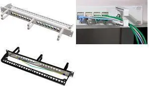 LogiLink Keystone Patch Panel 1U, 16 Ports, Shielded, Grey, with 3 Cable Management Rings