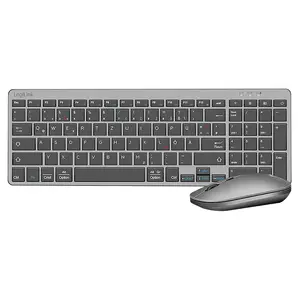 LogiLink ID0215 Wireless Keyboard and Mouse Set, Bluetooth, QWERTZ German Layout, Anthracite/Grey