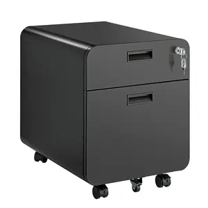 Мобильная офисная тумба LogiLink EO0080 с 2 ящиками, черная, сталь и пластик