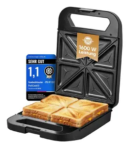 ProfiCook PC-ST 1329 Sandwich Maker, 1600 W, 4 Sandwiches, Black