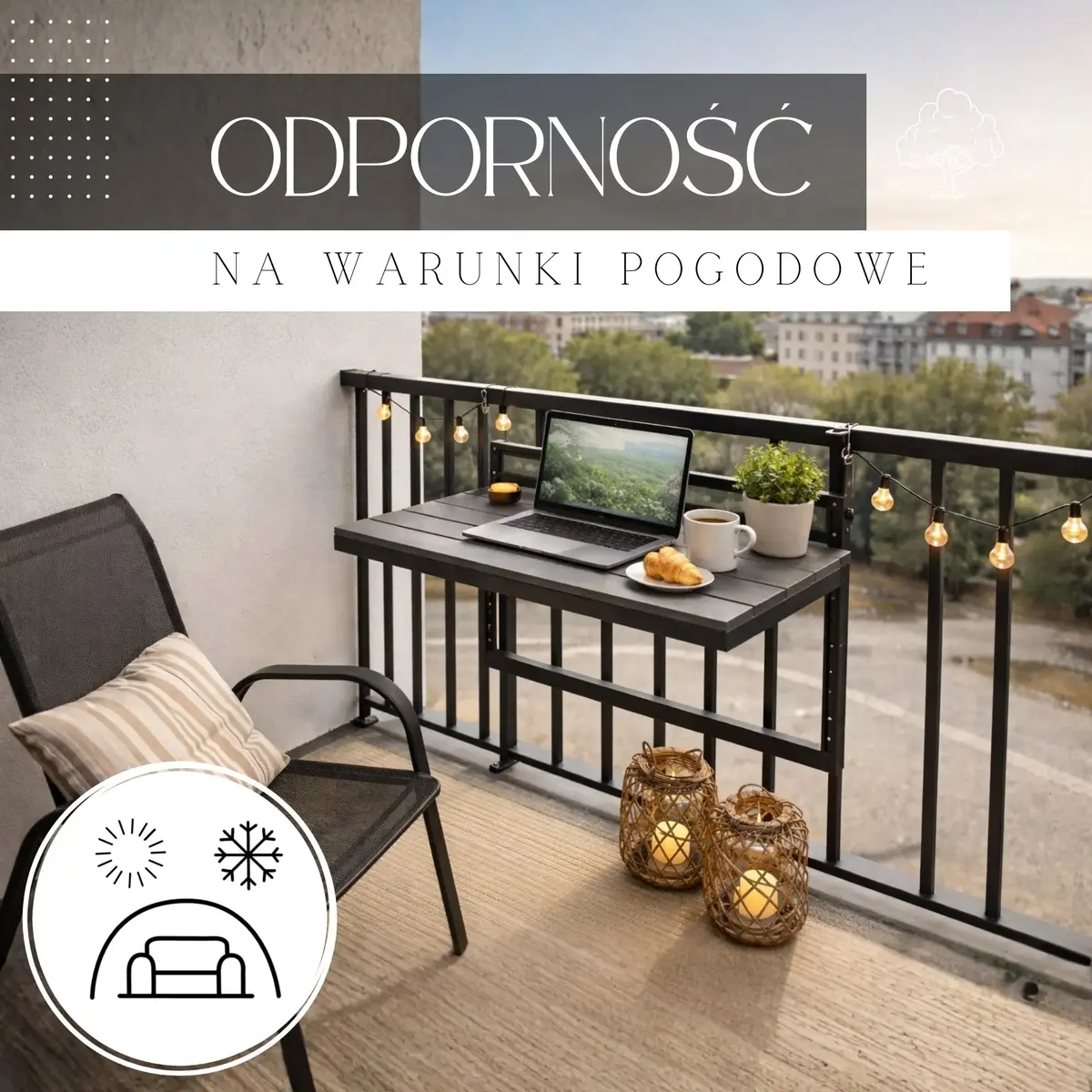 Springos GF0121 Folding Balcony Table Photo 10
