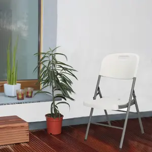 Saliekams krēsls Springos GF0109, balts/pelēks, maksimālā slodze 150 kg
