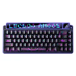 AULA Gasket AMG65 Mechanical Gaming Keyboard, 65% Layout, RGB Backlight, Wireless & Wired, 8000 mAh Battery, Purple