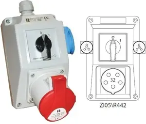 Монтажный комплект Spamel ZI05R442 с розетками 32A 5P+2x2P+Z и переключателем 0-1