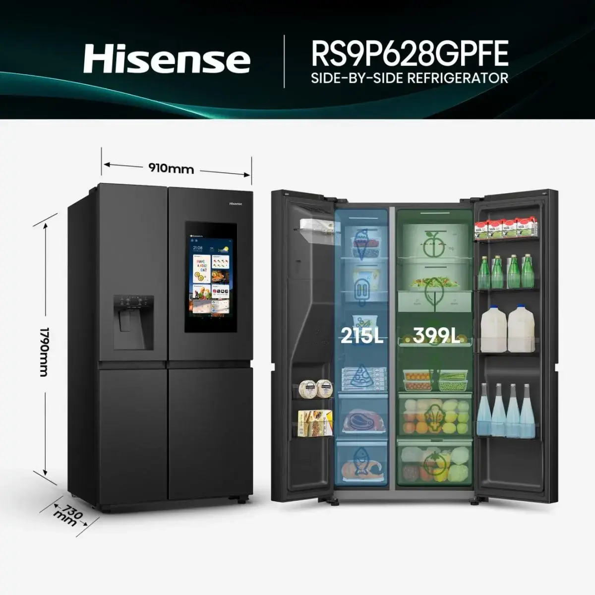 Холодильник Side-by-Side Hisense RS9P628GPFE Pureflat Eclipse Photo 2