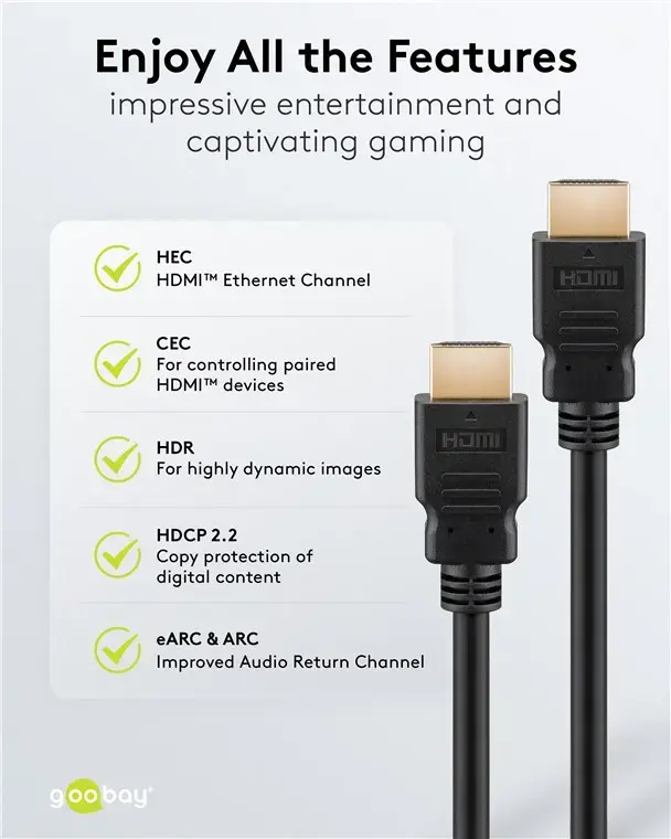 Goobay HDMI High-Speed kabelis 0.5 m Photo 2