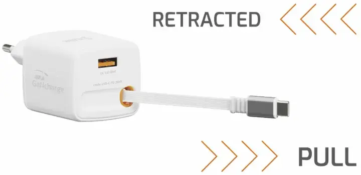 SWISSTEN SlideCHARGE GaN 30W Charger with USB-C Cable Photo 3