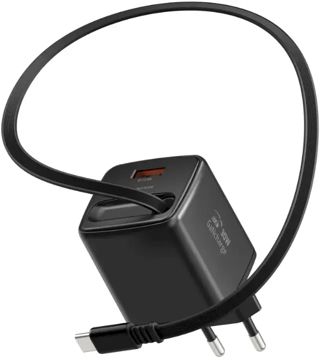 SWISSTEN SlideCHARGE GaN 30W Charger with USB-C Cable Photo 3