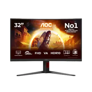 Игровой изогнутый компьютерный монитор AOC C32G4Z 31.5 дюйма Full HD 1920 x 1080 LCD VA со встроенными динамиками черный и красный
