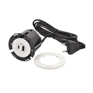 Legrand INCARA DISQ 60 Furniture Power Socket with USB-A and USB-C Ports, 2.0m Cable, White