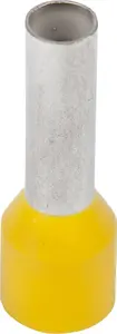 Ergom HI 6/12 DIN Insulated Wire End Sleeve, Yellow, 6 mm², 12 mm Pin Length, 100 Pieces