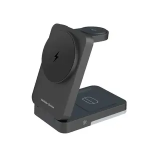 Mobile Origin MO-FCHS-PW28-BLK 3-in-1 Foldable Wireless Charging Stand with USB Type-C, 15W, Black