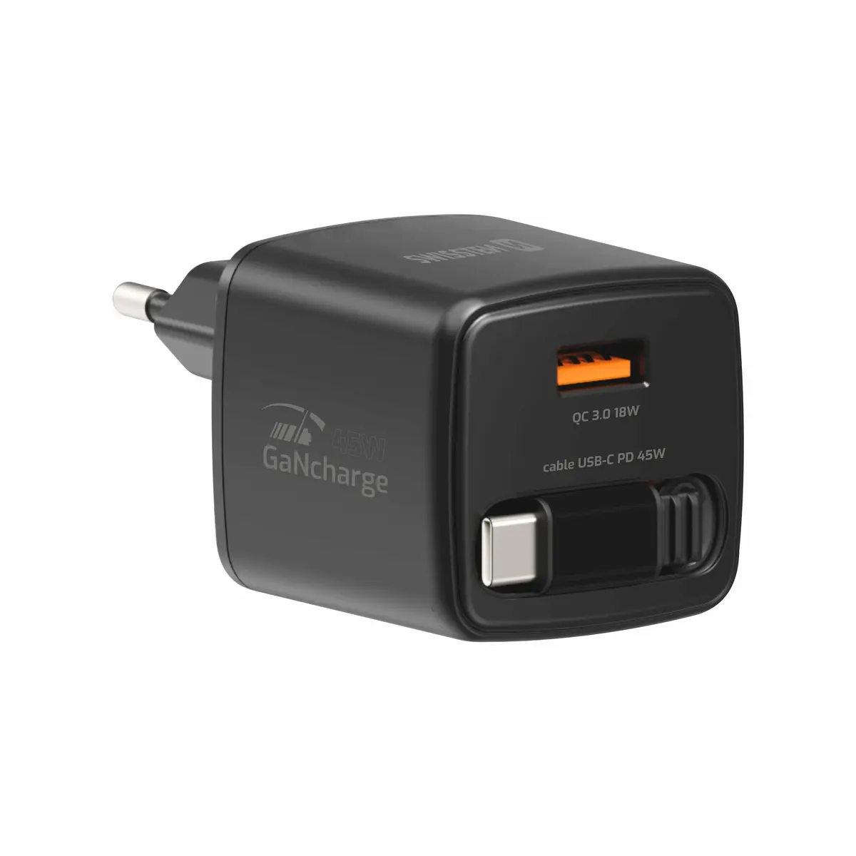SWISSTEN SlideCHARGE GaN 45W sienas lādētājs