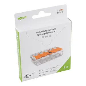 Клемма Wago 221-415/995-008 5-проводная компактная для проводов 0.2-4 мм²