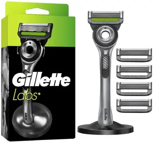 Gillette Labs skuveklis ar 5 asmeņiem un statīvu, sudraba krāsā