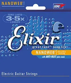 ELIXIR STRINGS 12002 Super Light Electric Guitar Strings, 6-Piece Set, Steel