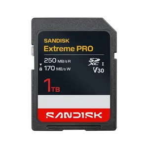 Карта памяти SanDisk Extreme PRO 1 ТБ SDXC UHS-I, чтение 250 МБ/с, запись 170 МБ/с, V30