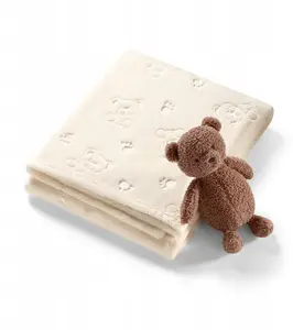 Детское одеяло BabyOno 1567/01 с мягкой игрушкой кремового цвета