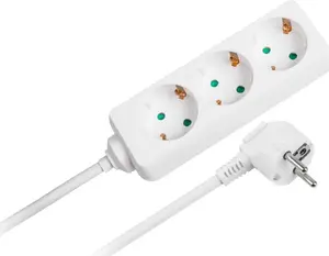 Rebel Electro Power Strip 3 Sockets Schuko 3m Cable 1.5mm White