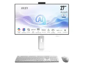 MSI Modern AM273QP AI All-in-One PC, Intel Core Ultra 5 125H, 27-inch WQHD Display, 16GB RAM, 512GB SSD, Windows 11 Home, White