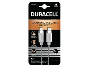 Duracell USB7030W USB-C to USB-C 3.2 Gen1 Braided Cable 1m White