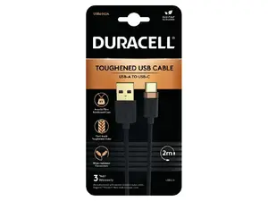 Duracell USB6062A USB-A to USB-C 2.0 Charging Cable 2m Black