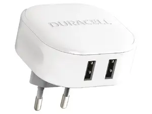 Duracell DRACUSB16W-EU Dual USB Mobile Device Charger, 2x2.4A, White