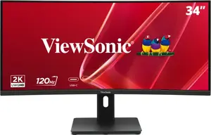 Viewsonic VA3420C-2 34-дюймовый изогнутый UltraWide Quad HD LED монитор с KVM-переключателем, 3440 x 1440 пикселей, соотношение сторон 21:9, динамики, черный