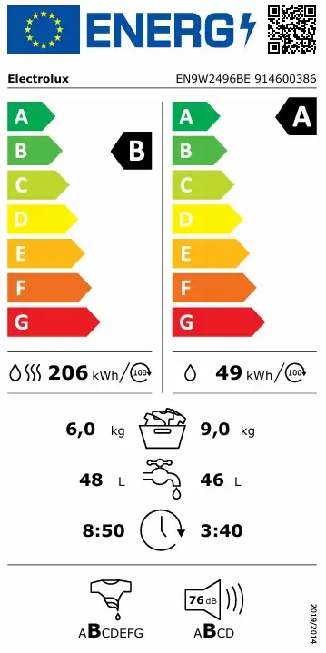 Electrolux EN9W2496BE veļas mašīna ar žāvētāju Photo 6