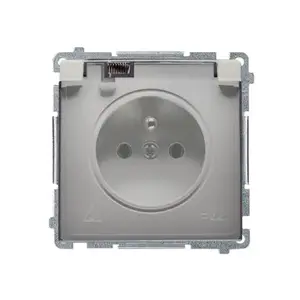 Kontakt-Simon BMGZ1B.01/29A Single Socket Outlet with Earthing and Flap, IP44, Satin Steel
