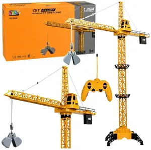 LEANToys Remote Controlled Construction Crane 71 cm with Wired Remote and 360-Degree Rotation