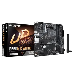 GIGABYTE B550M K WIFI6E Motherboard, AMD B550 Chipset, Socket AM4, Micro ATX, DDR4 Support, Wi-Fi 6E, PCIe 4.0