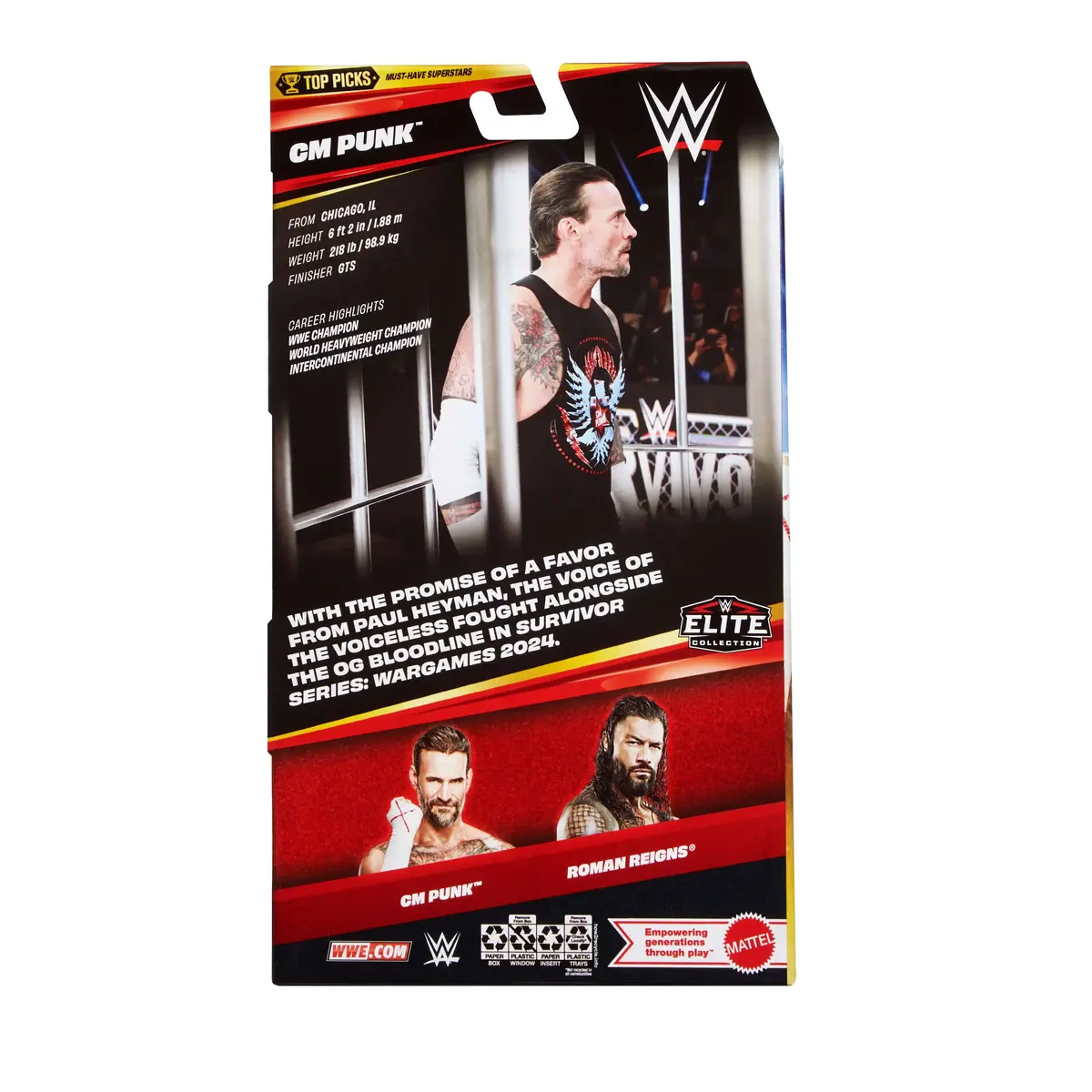 Mattel WWE Elite Collection Top Picks CM Punk darbības figūriņa Photo 6